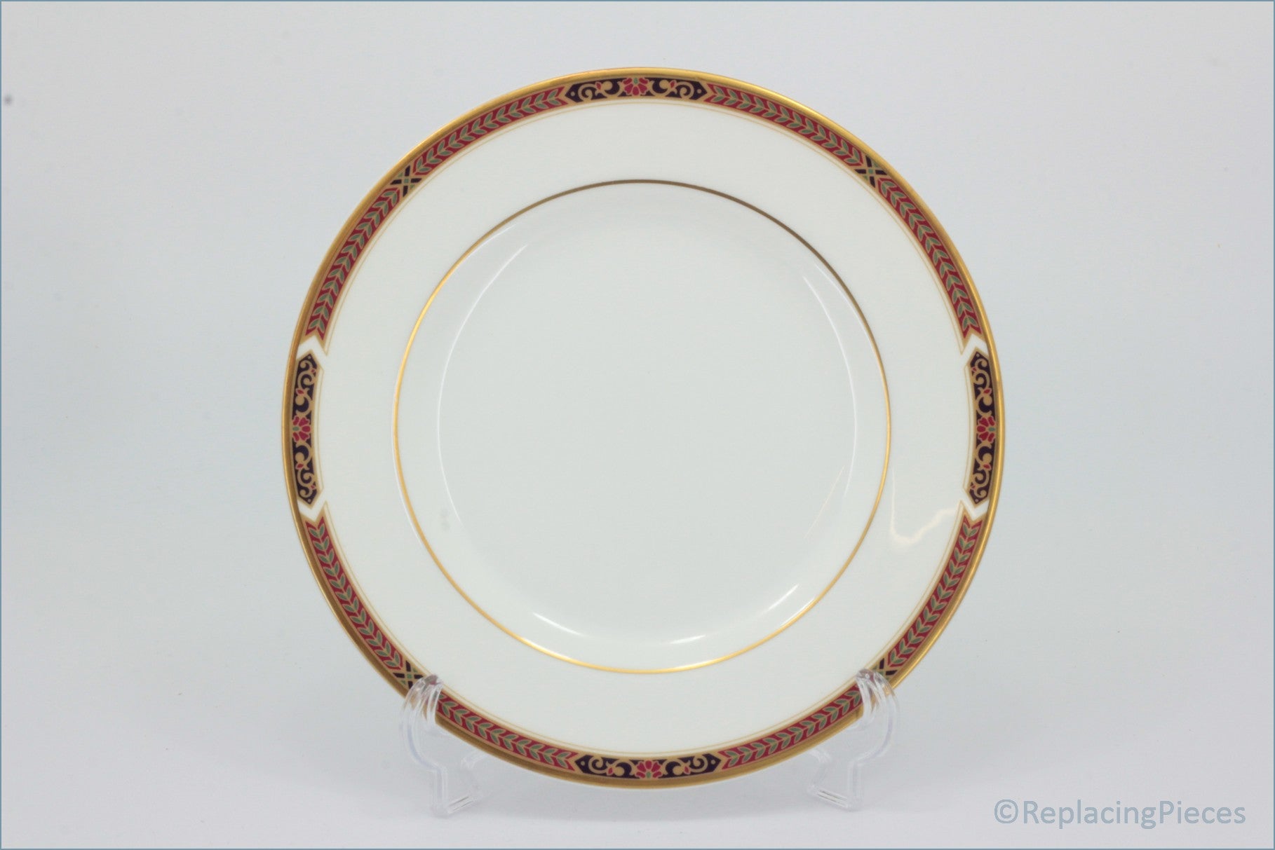 Marks & Spencer - Connaught - 6 5/8" Side Plate - White plate with gold and red decorative rim on a white background