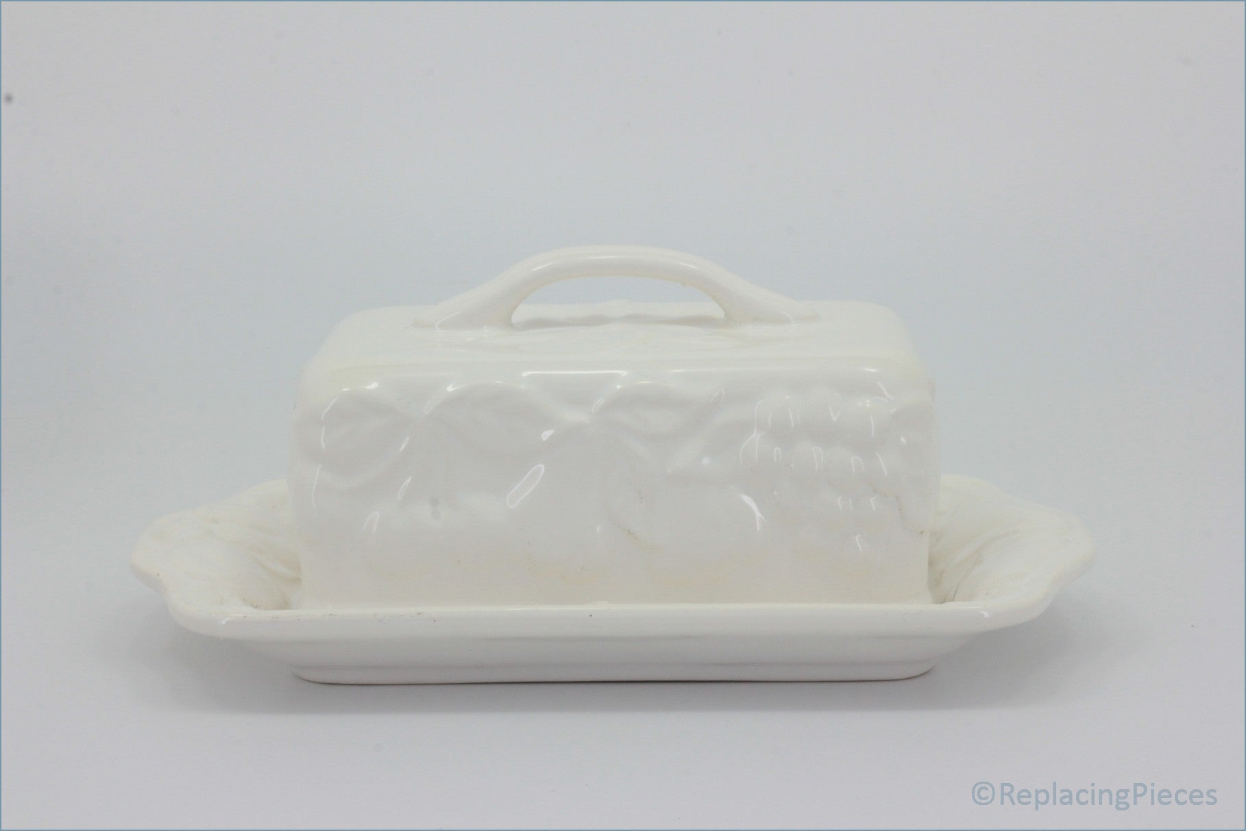 Marks & Spencer - White Embossed - Lidded Butter Dish