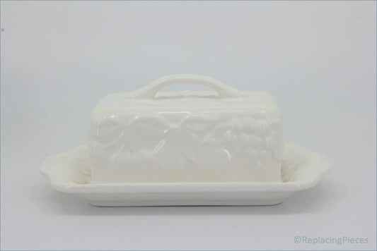 Marks & Spencer - White Embossed - Lidded Butter Dish