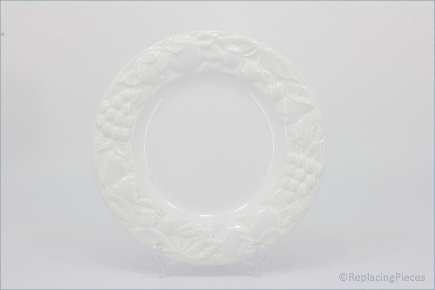 Marks & Spencer - White Embossed - 9" Luncheon Plate (Wide Rim)