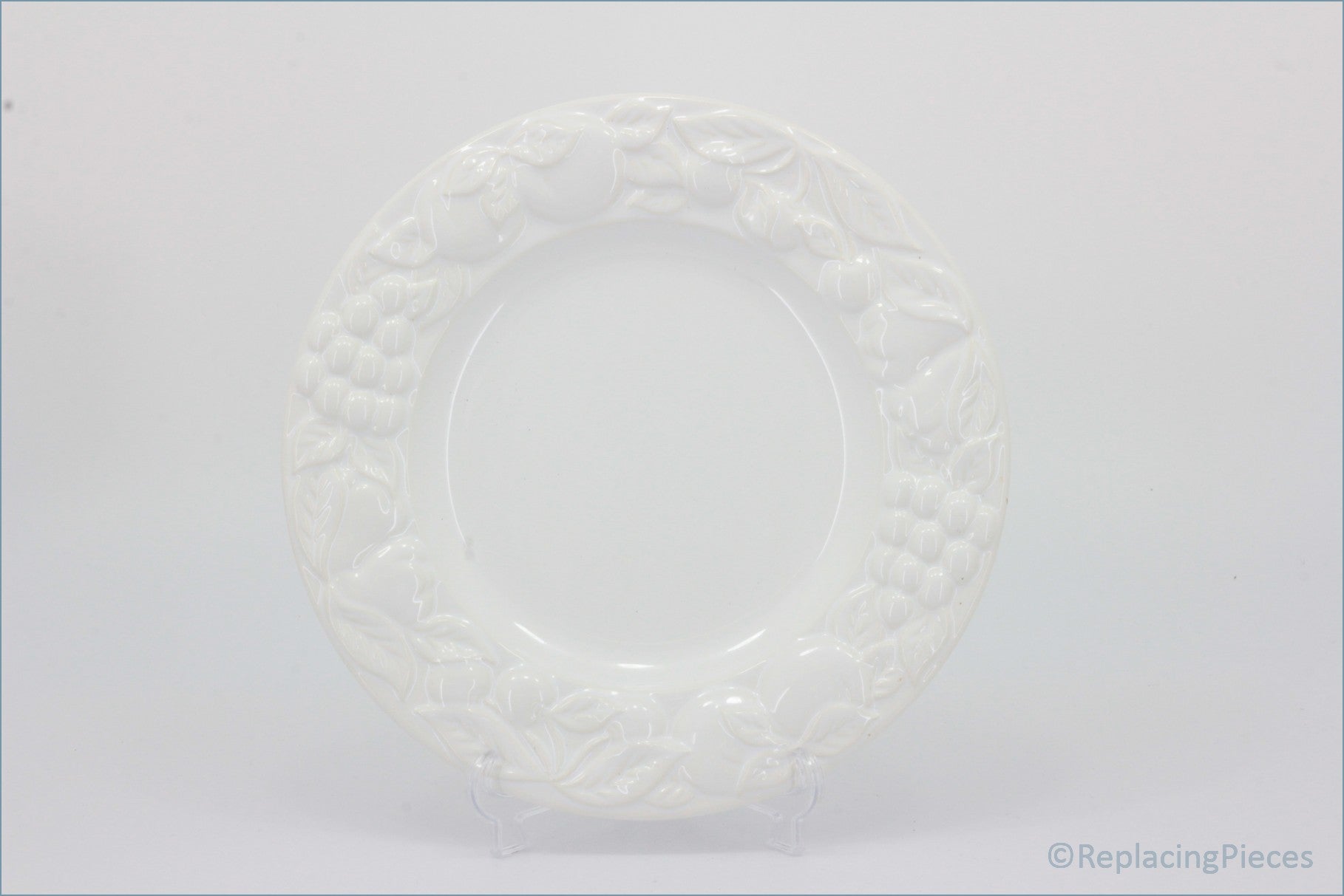 Marks & Spencer - White Embossed - 9" Luncheon Plate (Wide Rim)