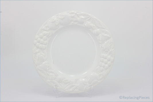 Marks & Spencer - White Embossed - 9" Luncheon Plate (Wide Rim)