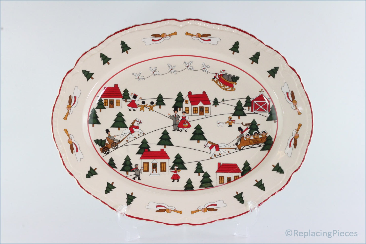 Masons - Christmas Village - 15 3/8" Oval Platter