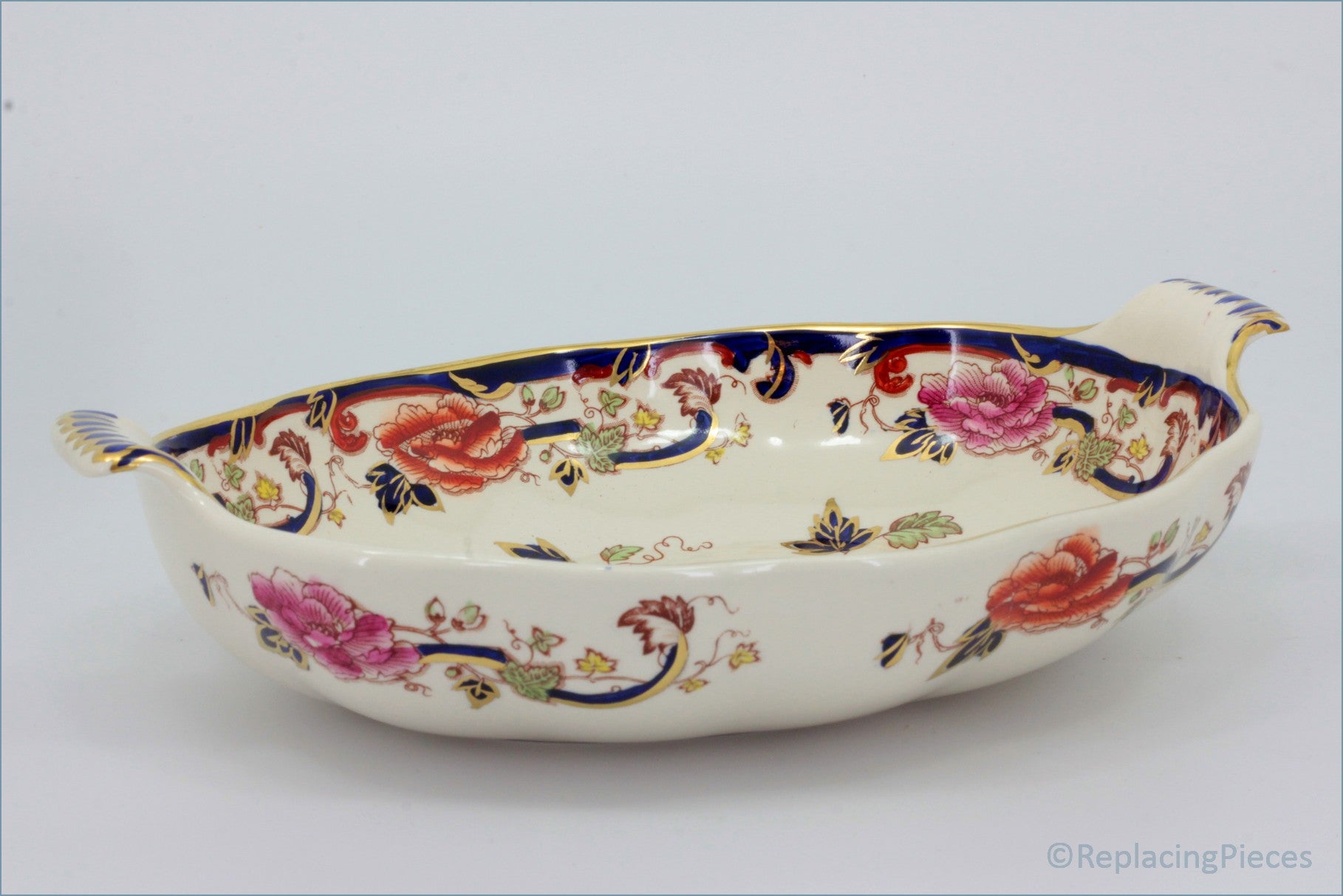 Masons - Mandalay Blue - Handled Open Vegetable Dish 