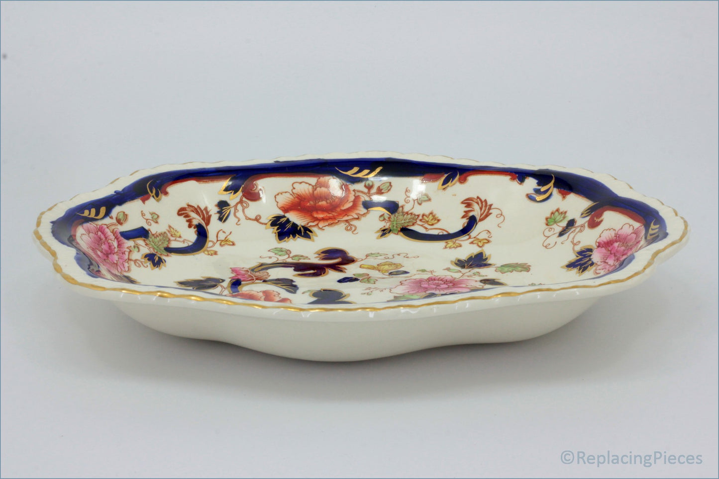 Masons - Mandalay Blue - Scalloped Open Vegetable Dish