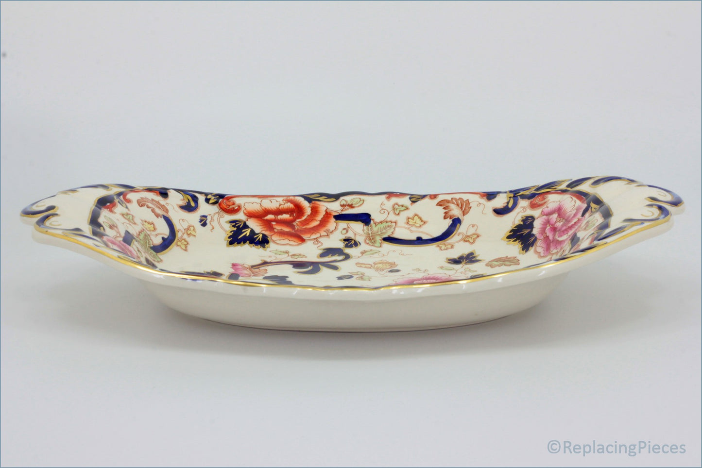 Masons - Mandalay Blue - 15" Oval Handled Dish