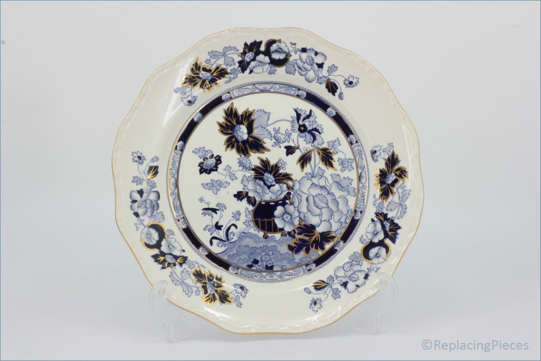 Masons - Sapphire - Dinner Plate - Decorative ceramic plate with floral patterns on a white background