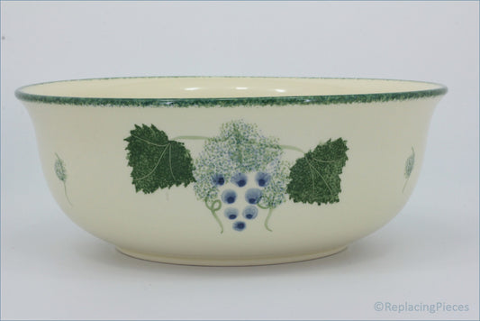 Poole - Vineyard - 9 3/4" Salad Bowl - Ceramic bowl with grape design on a cream background