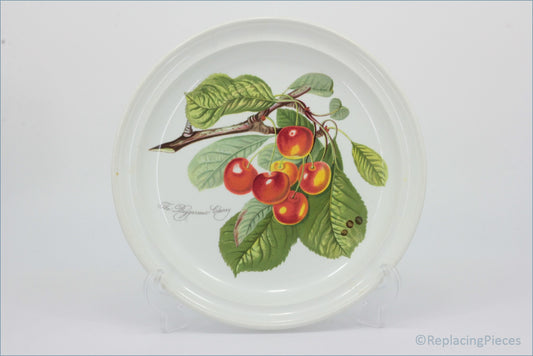 Decorative plate with a cherry design on a white background - Portmeirion - Pomona - Dinner Plate (The Biggarreux Cherry)