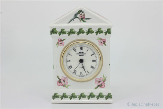 Portmeirion - Pomona - Roman Clock - Decorative clock with floral designs on a white background