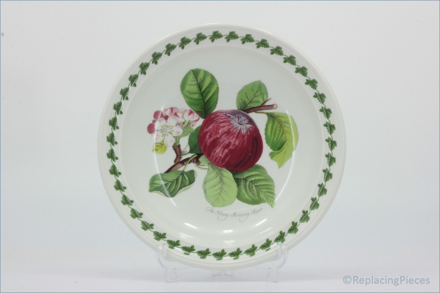 Portmeirion - Pomona - 8 5/8" Rimmed Bowl (The Hoary Morning Apple) - Decorative plate with apple design on a white background