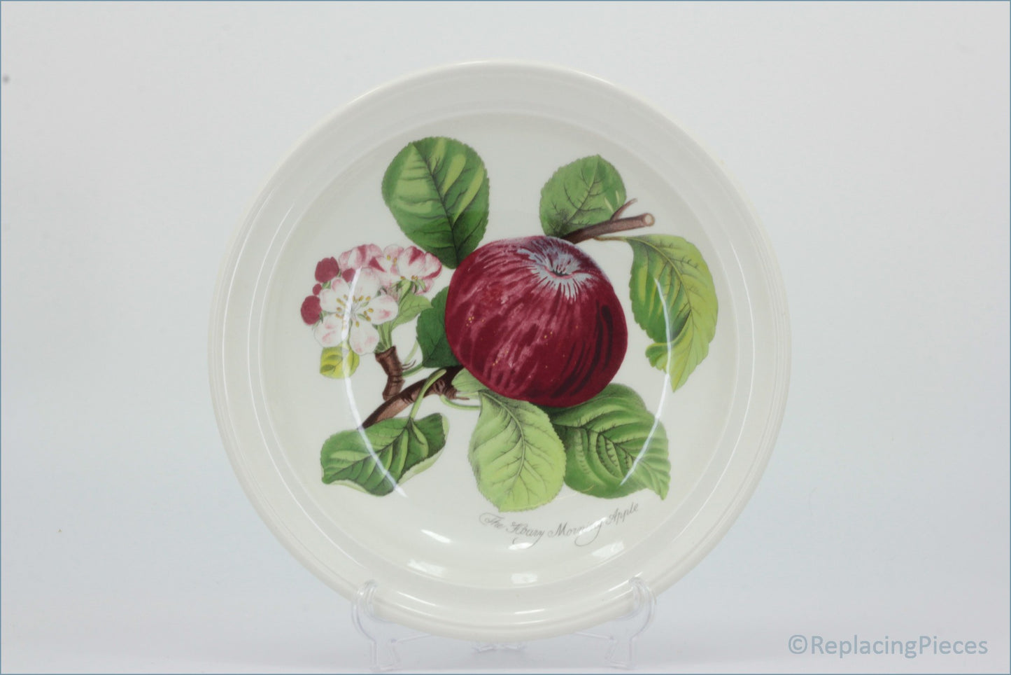 Portmeirion - Pomona - 8 5/8" Rimmed Bowl (The Hoary Morning Apple - Plain Rim) - Decorative plate with an apple design on a white background