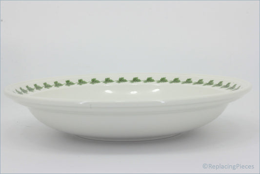 Portmeirion - Pomona - 8 5/8" Rimmed Bowl (Grimwoods Royal George) - White ceramic bowl with green pattern on a white background