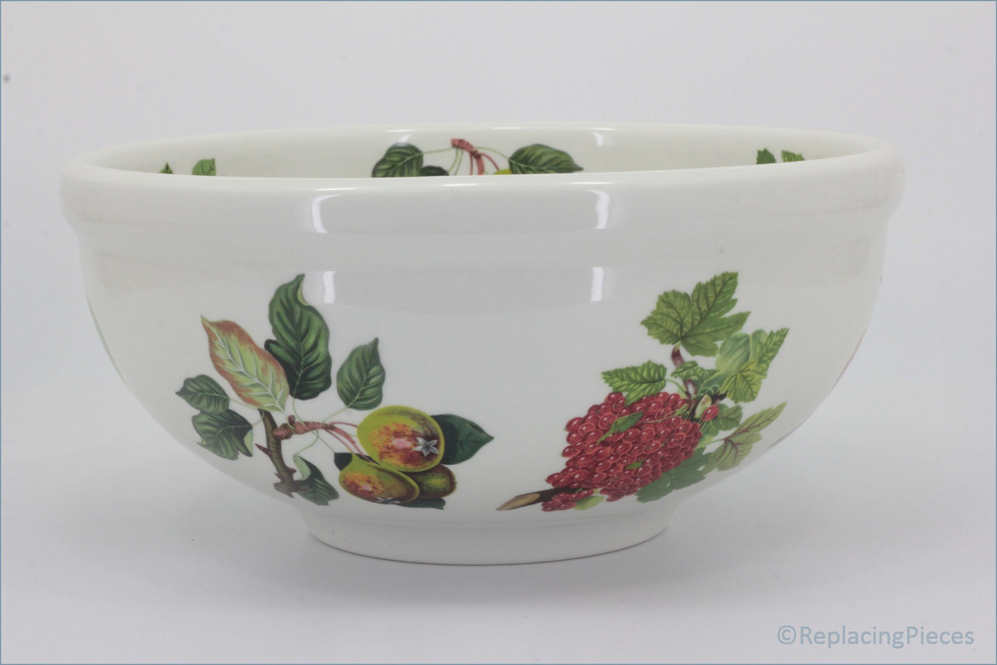 Portmeirion - Pomona - 10 1/4" Salad Bowl (Grimwoods Royal George) - White ceramic bowl with floral and fruit design on a white background