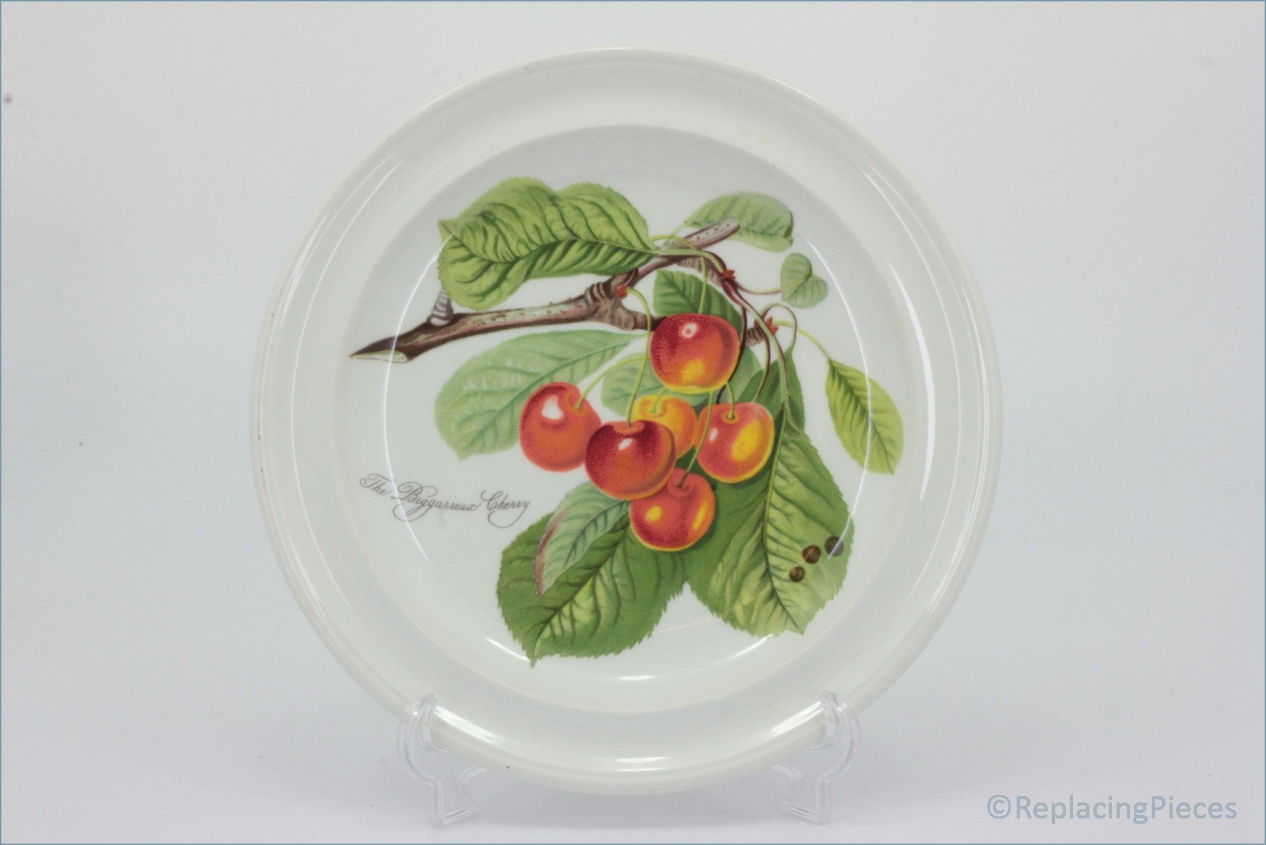Portmeirion - Pomona - 7 1/2" Side Plate  (The Biggarreux Cherry) - Decorative plate with cherry design on a white background