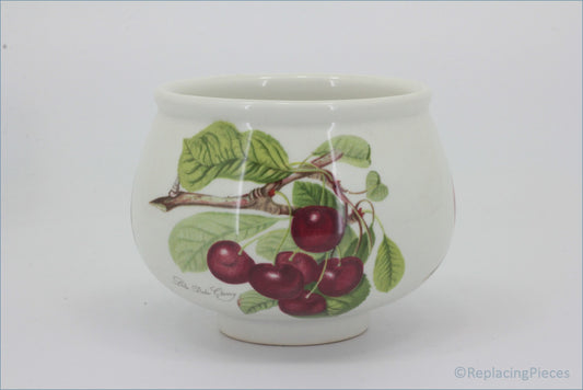Portmeirion - Pomona - Sugar Bowl (Multi Fruits) - ceramic bowl with cherry design on a white background 