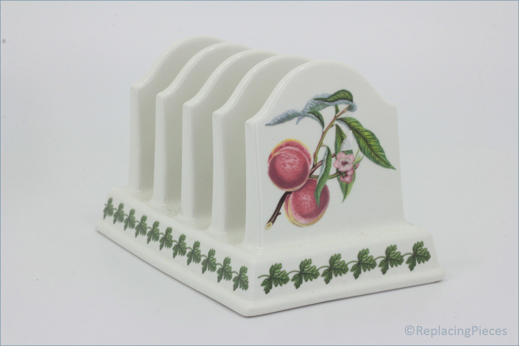 Portmeirion - Pomona - Toast Rack - White ceramic toast rack with fruit design on a white background