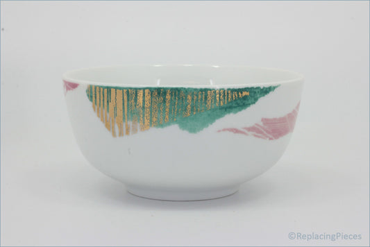 Portmeirion - Torn - Cereal Bowl - White ceramic bowl with gold and green decorative patterns on a white background