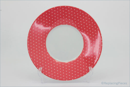 Portmeirion - Vintage Kelloggs - Tea Saucer - Red polka dot plate on a white background