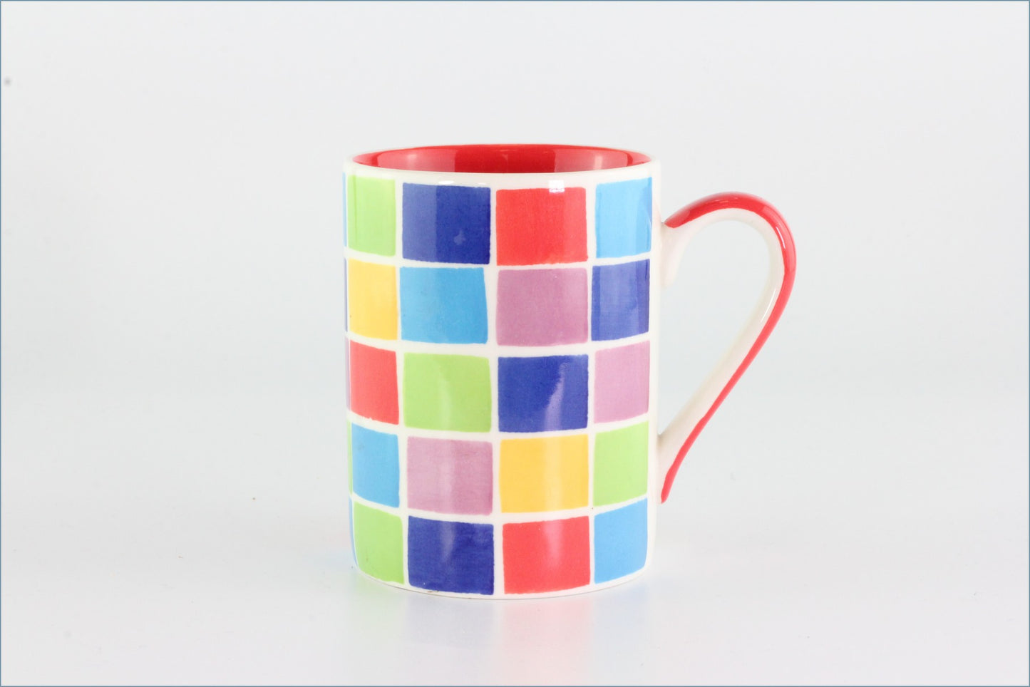 RPW201 - Whittards - Mug - Multi-Coloured Squares (Red Interior)