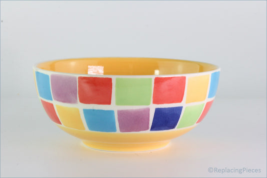 RPW239 - Whittards - Cereal Bowl (Multi Coloured Squares - Yellow Interior)