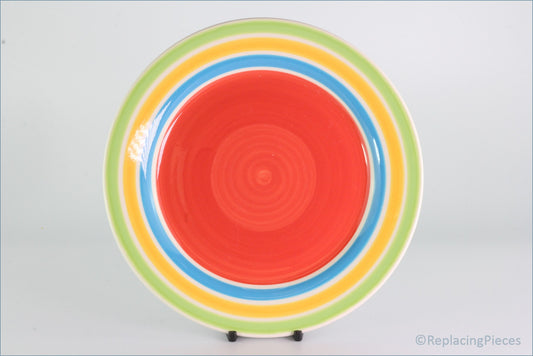 RPW243 - Whittards - 8 1/4" Salad Plate (Multi Coloured Stripes - Red Interior)