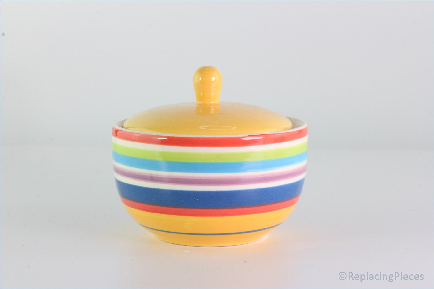 RPW251 - Whittards - Lidded Sugar Bowl (Multi Stripes)