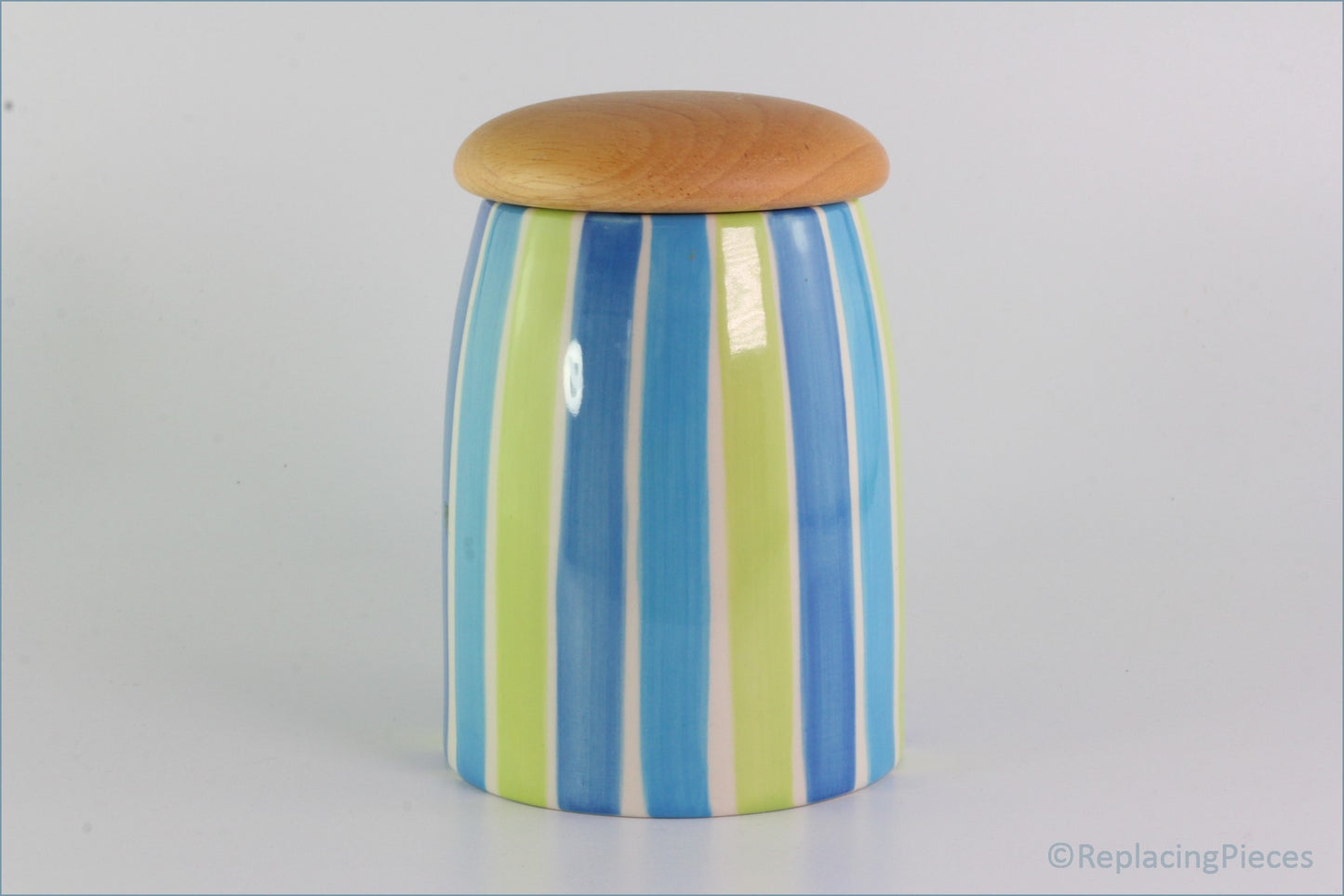 RPW268 - Whittards - Storage Jar (Green & Blue Stripes)