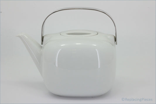 Rosenthal - Suomi - Teapot - White teapot with a silver handle on a white background