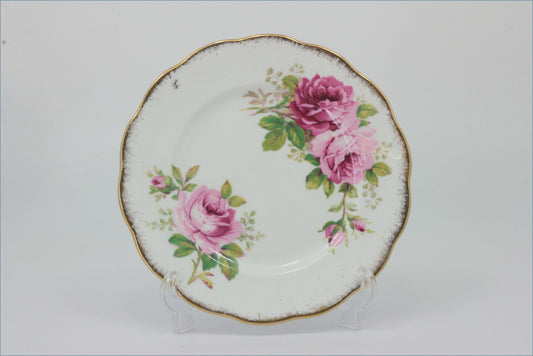 Royal Albert - American Beauty - 6 1/4" Side Plate - Decorative plate with pink roses on a white background