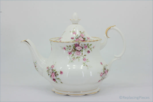 Royal Albert - Cottage Garden - Teapot - White teapot with floral design on a light gray background