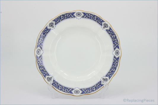 Royal Crown Derby - Milldale (A1326) - 6 1/2" Side Plate - White plate with blue and gold decorative rim on a white background