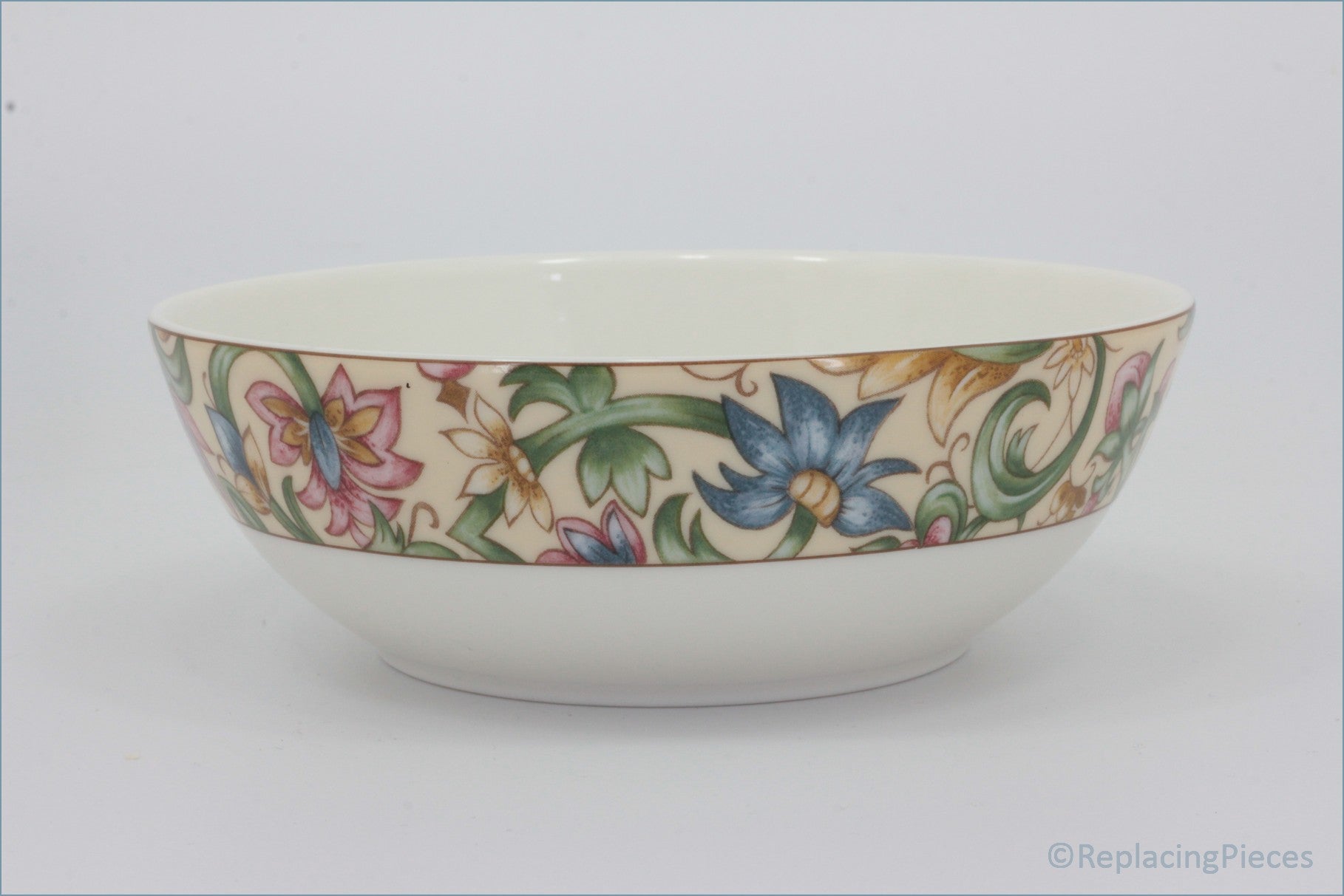 Royal Doulton - Jacobean - Cereal Bowl  - Decorative ceramic bowl with floral patterns on a white background