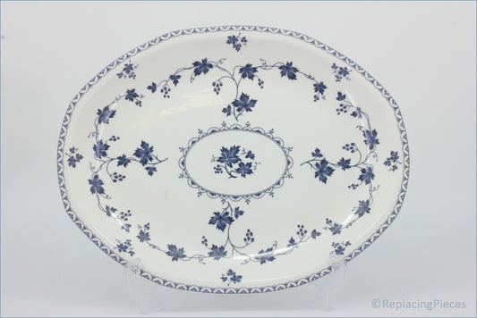 Royal Doulton - Hartford (LS1085) - 13 1/2" Oval Platter - Decorative platter with blue floral pattern on a white background
