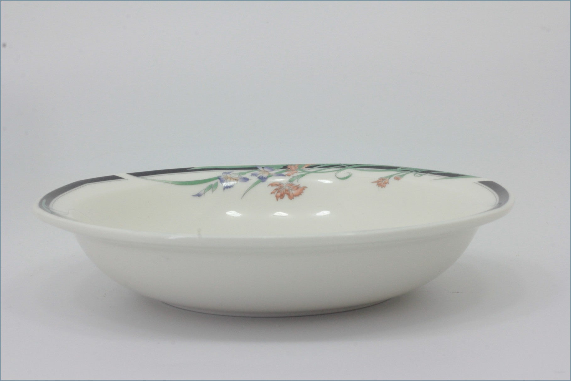 Royal Doulton - Juno - 6 1/4" Cereal Bowl - White ceramic bowl with floral patterns on a white background