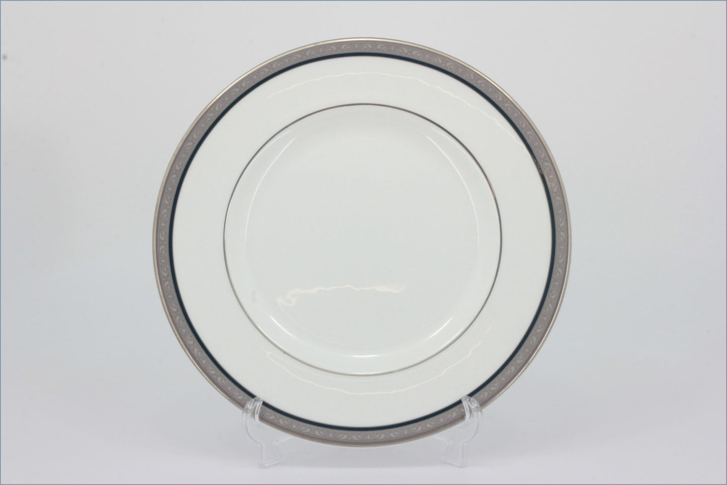 Royal Doulton - Legacy H5300 - 8" Salad Plate - White plate with a silver rim on a white background