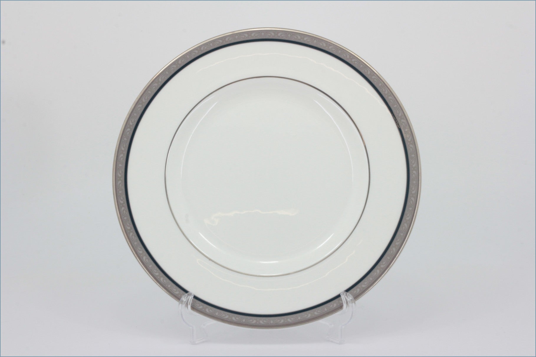 Royal Doulton - Legacy H5300 - 8" Salad Plate - White plate with a silver rim on a white background