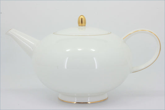 Royal Doulton - Symmetry Gold - Teapot - White teapot with gold accents on a white background 