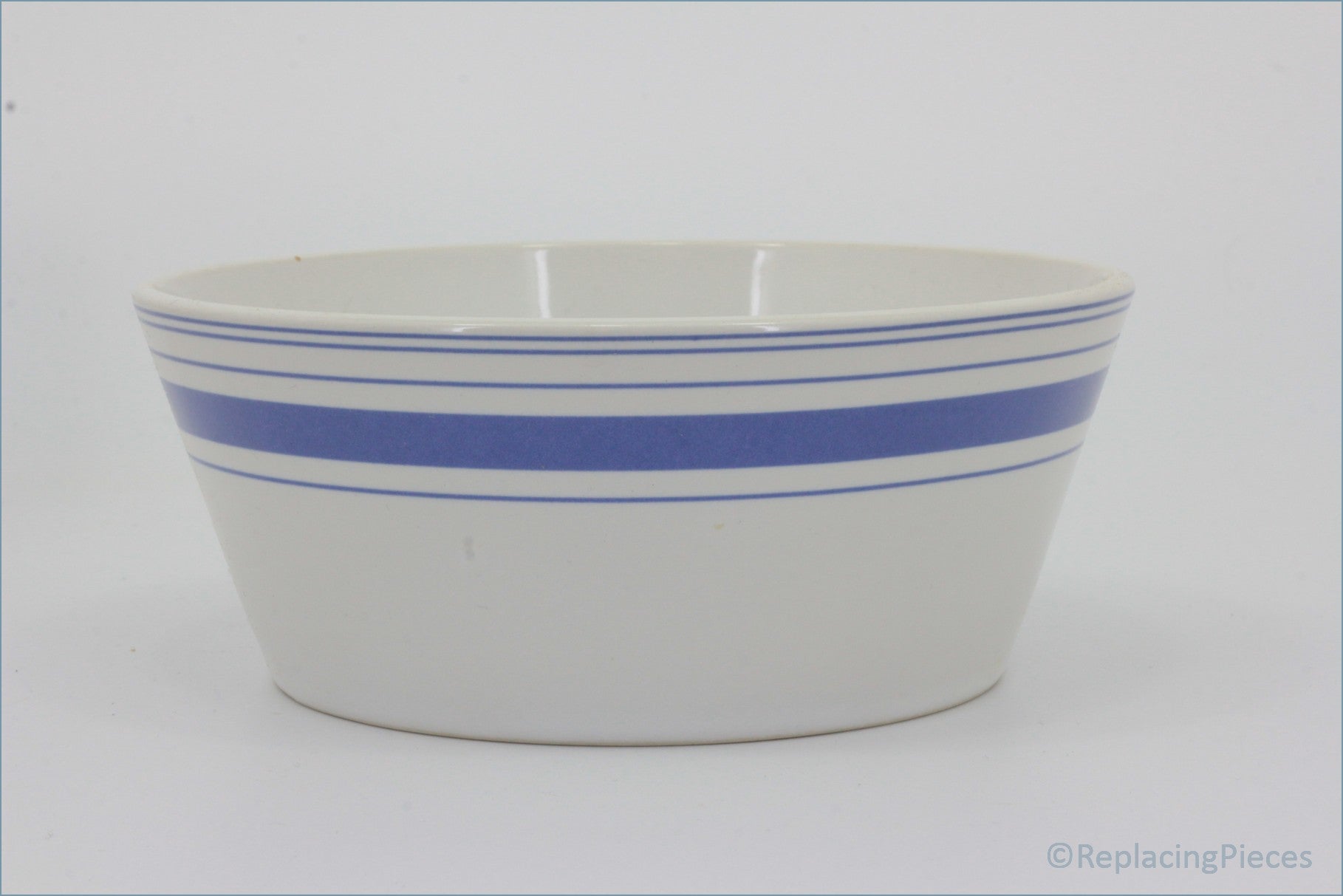 Royal Doulton - Chophouse Blue - Cereal Bowl - White bowl with blue stripes on a white background