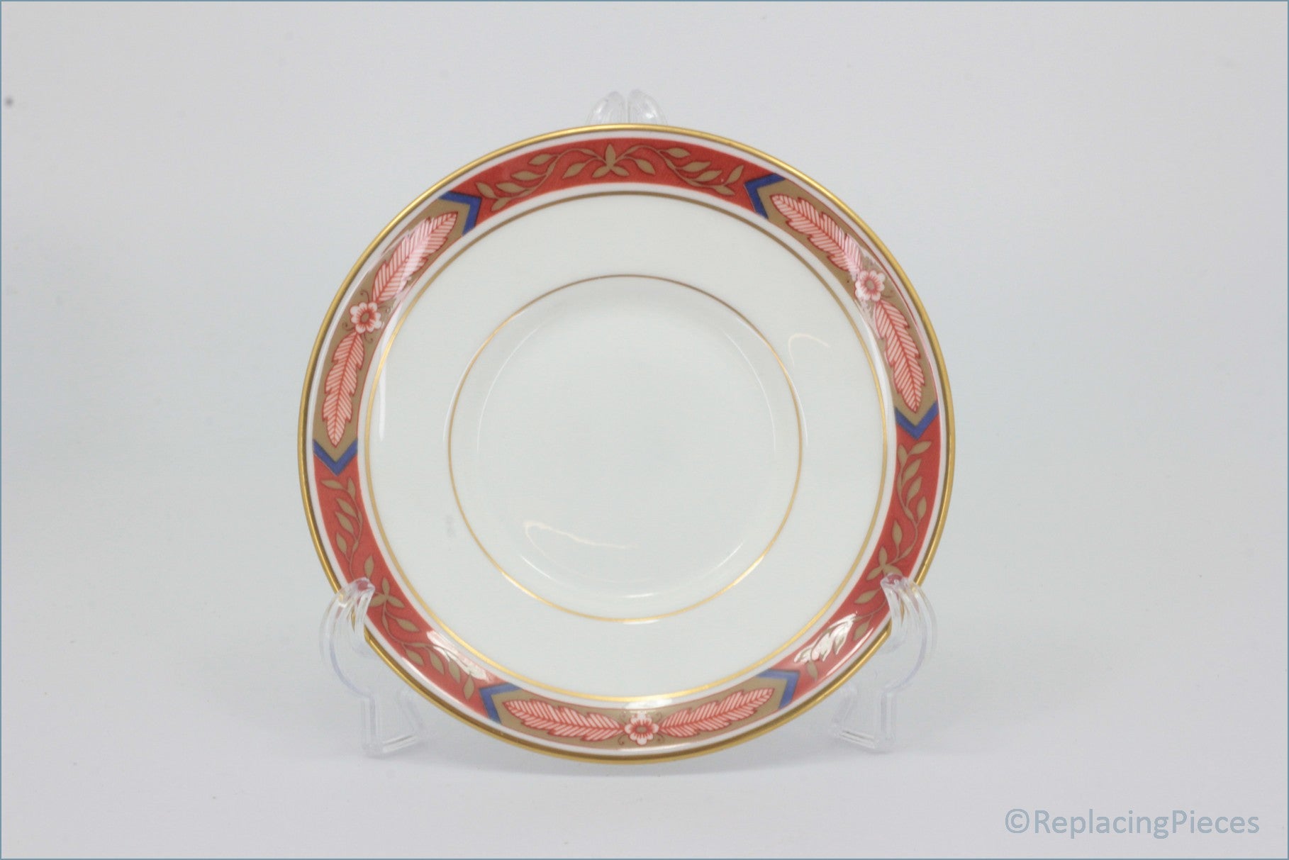 Royal Worcester - Beaufort Red - Coffee Saucer - Decorative saucer with red and gold rim on a white background