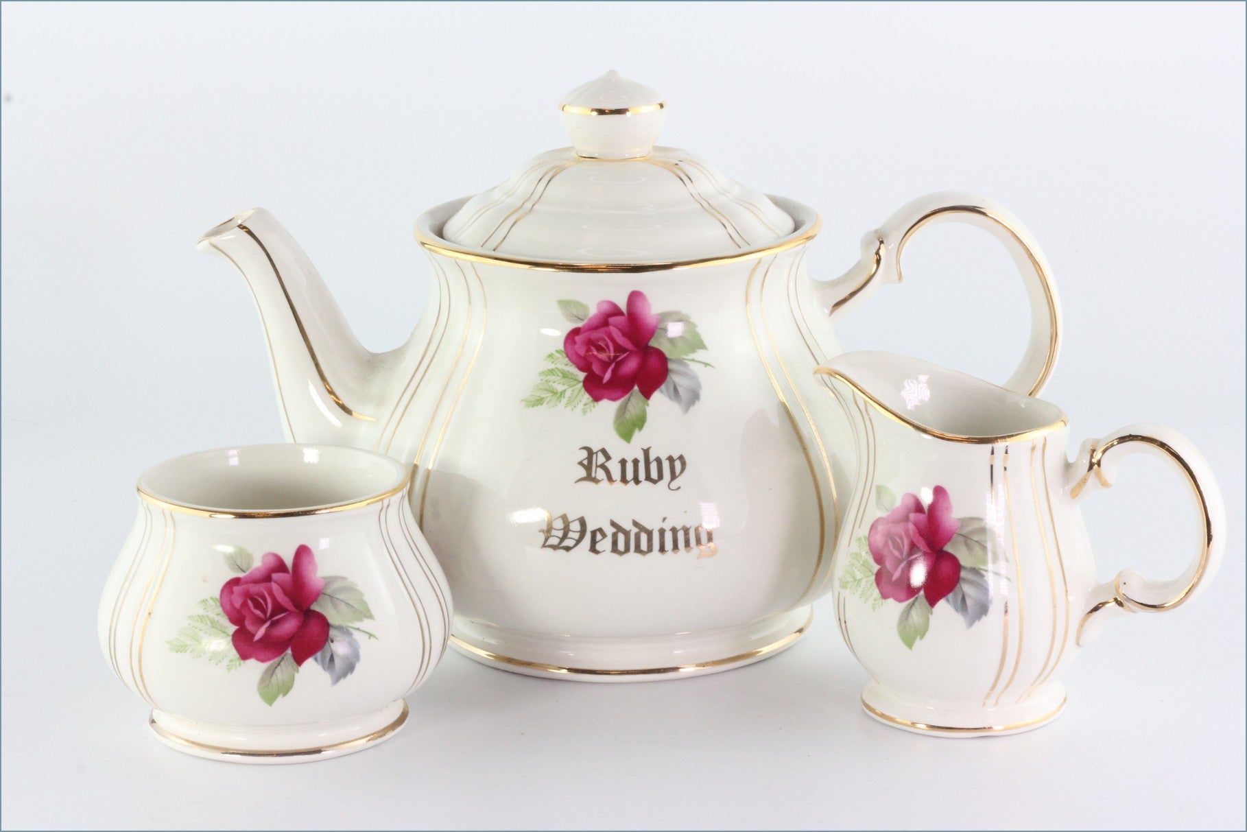 Sadler - Ruby Wedding - 3 Piece Teaset - SAD1