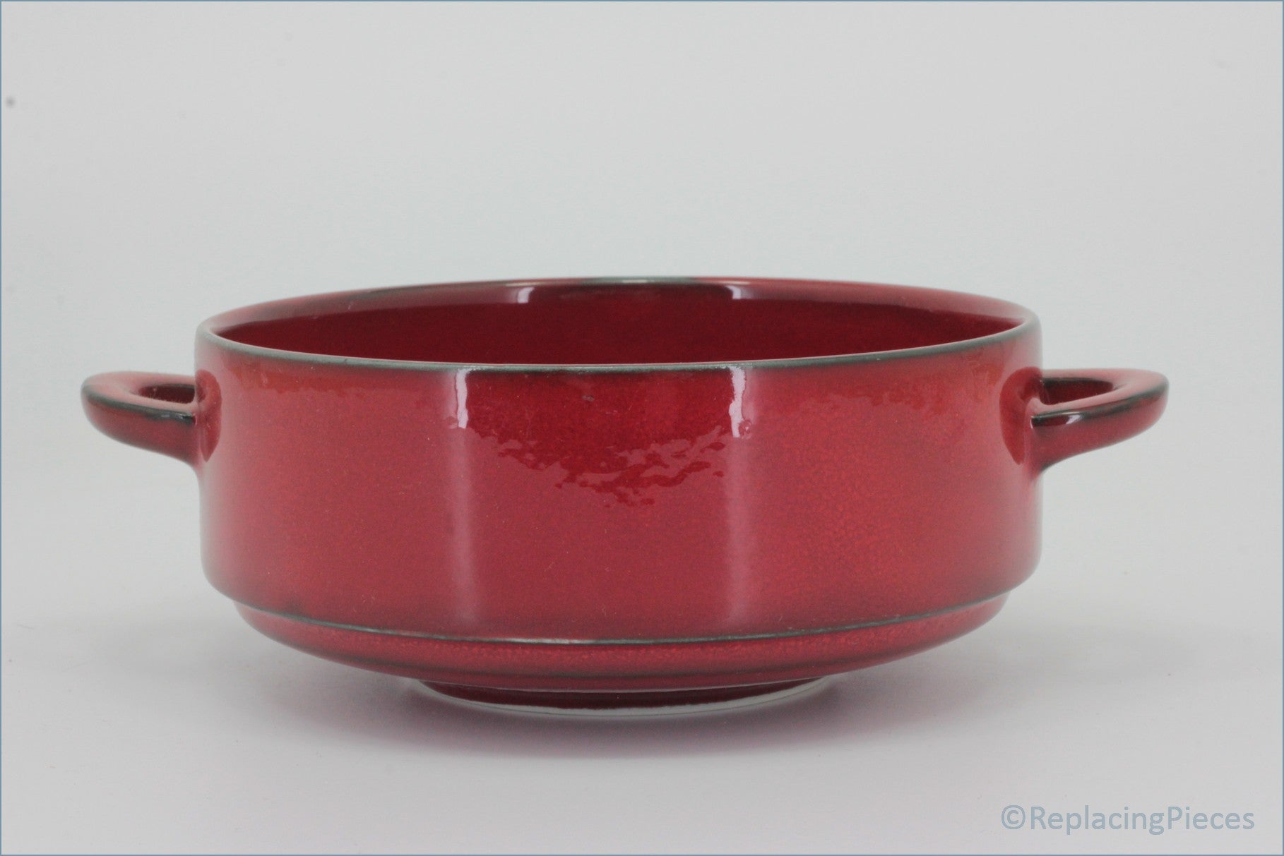 Villeroy & Boch - Granada - Soup Cup - Red ceramic bowl with two handles on a white background