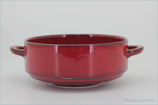 Villeroy & Boch - Granada - Soup Cup - Red ceramic bowl with two handles on a white background