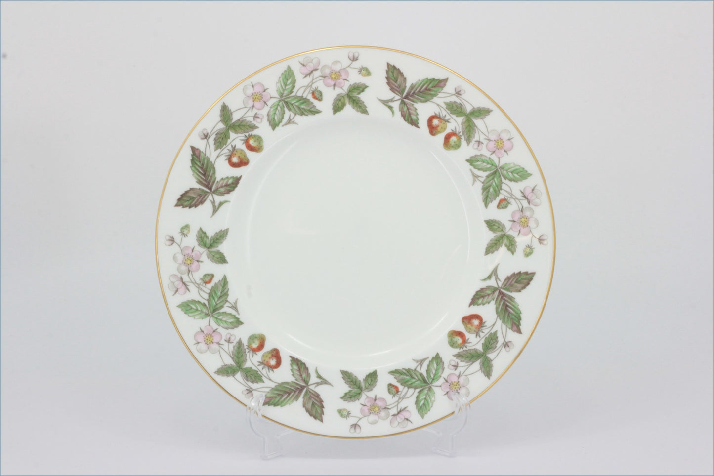 Wedgwood - Strawberry Hill - 8" Salad Plate - Decorative plate with floral and leaf pattern on a white background