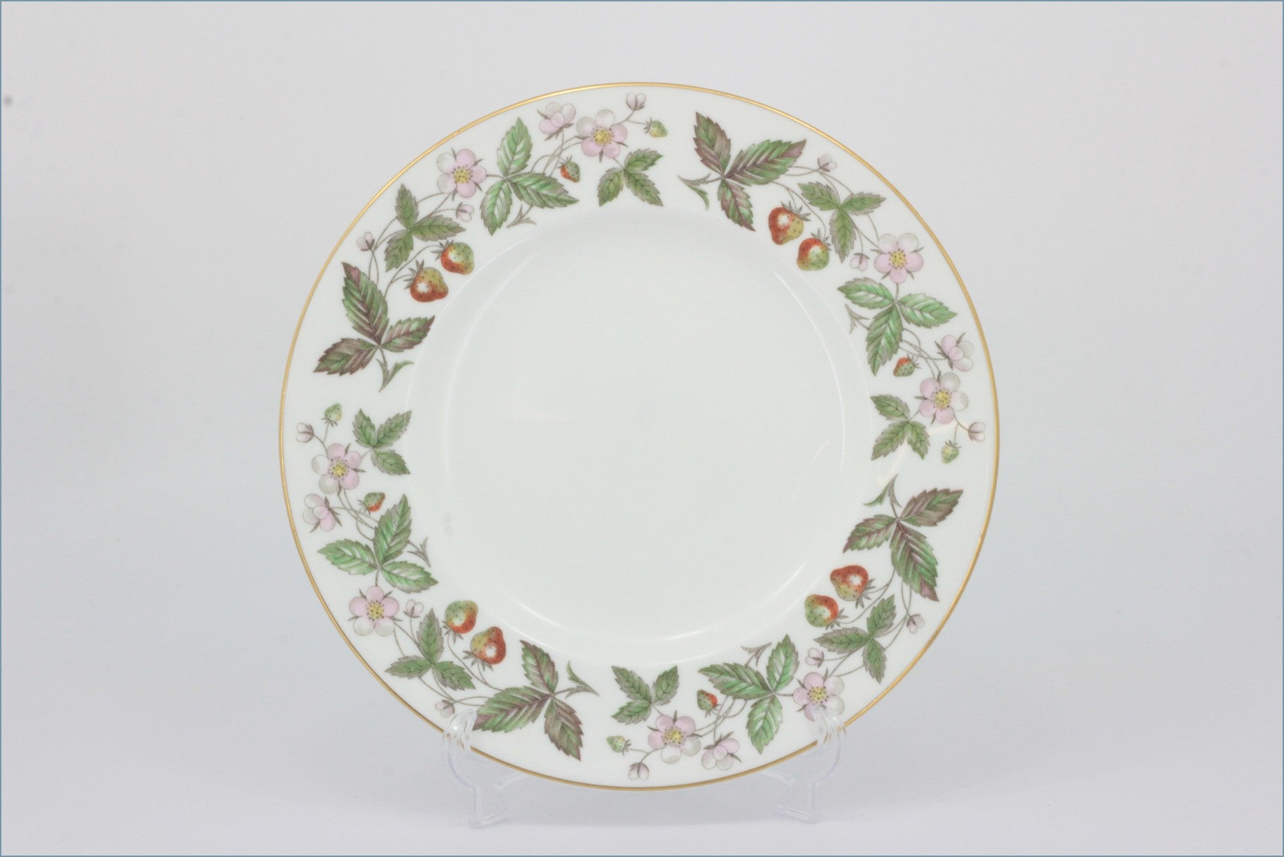 Wedgwood - Strawberry Hill - 8" Salad Plate - Decorative plate with floral and leaf pattern on a white background