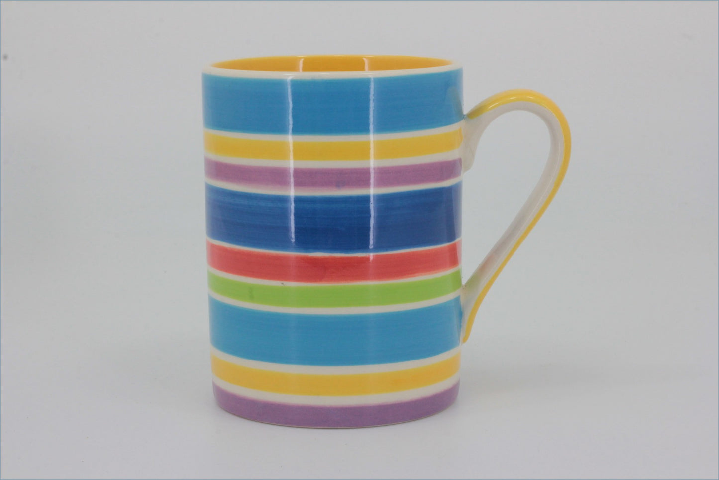 RPW292 - Whittards - Mug (Multi Coloured Stripe - Yellow Interior)