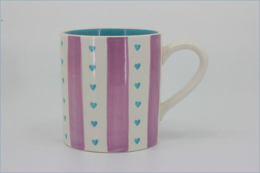 RPW294 - Whittards - Mug (Purple Stripe Blue Hearts)