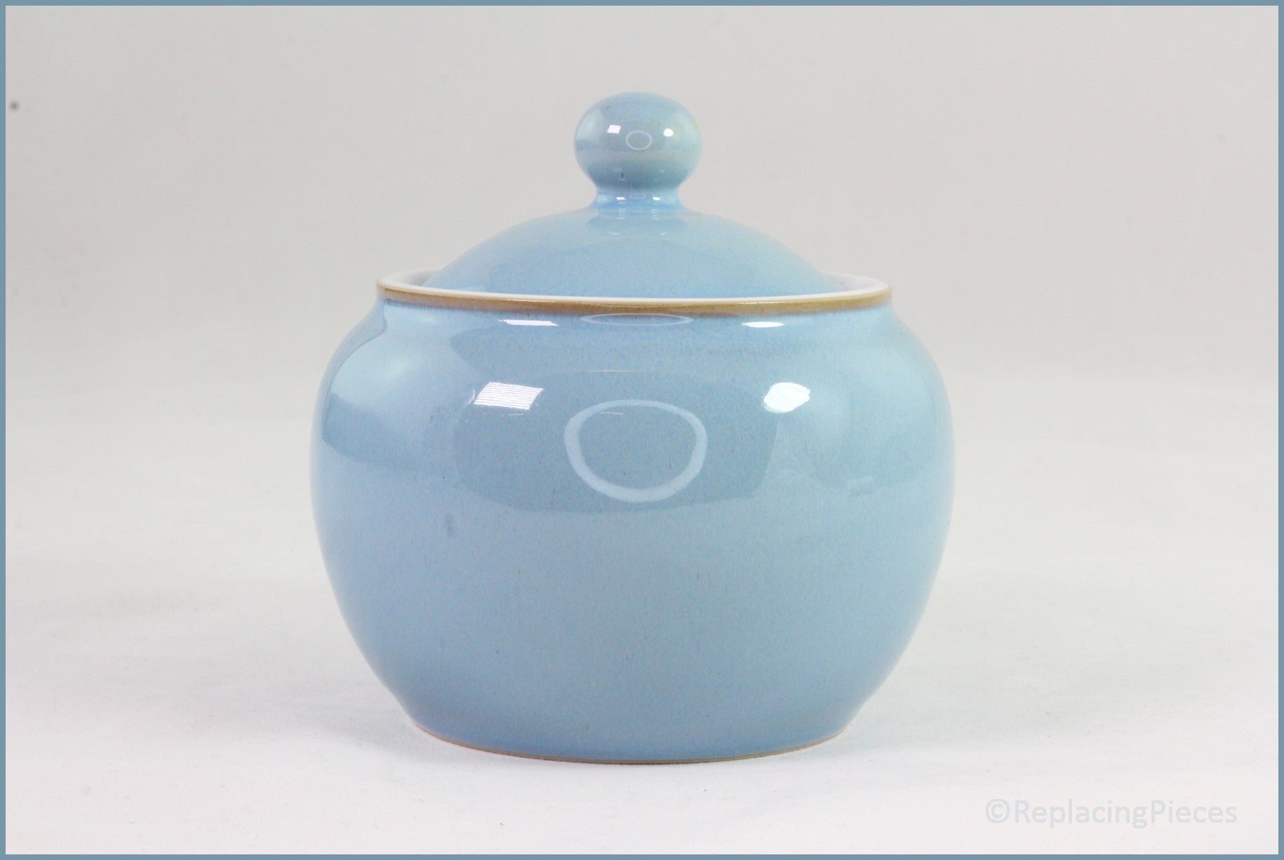 Denby - Colonial Blue - Lidded Sugar Bowl (Round Knob)