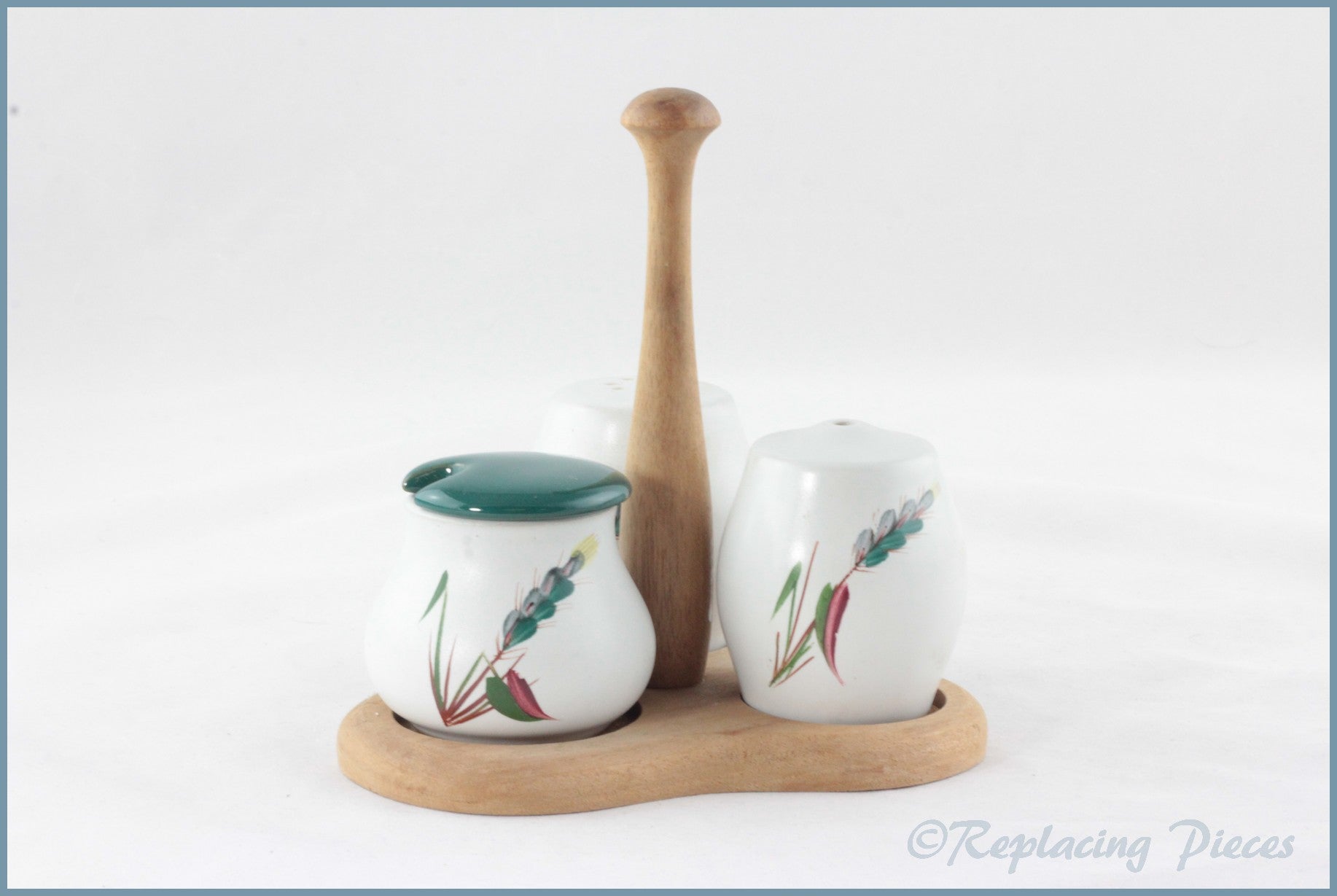 Denby - Greenwheat - Cruet Set On Wooden Stand