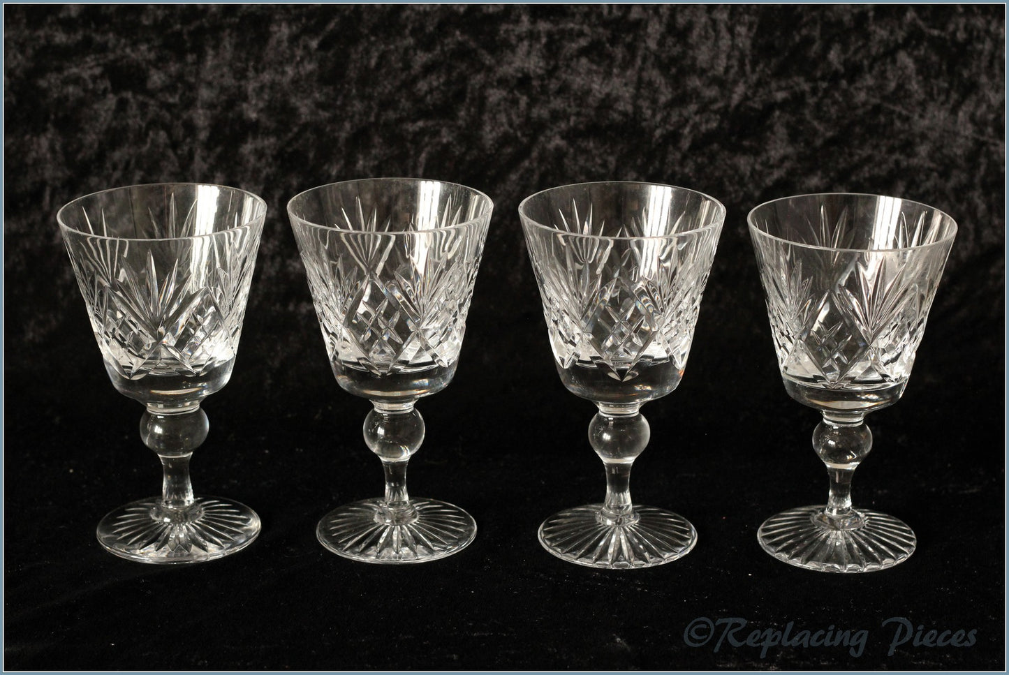 Set Of 4 Small Crystal Wine Glasses